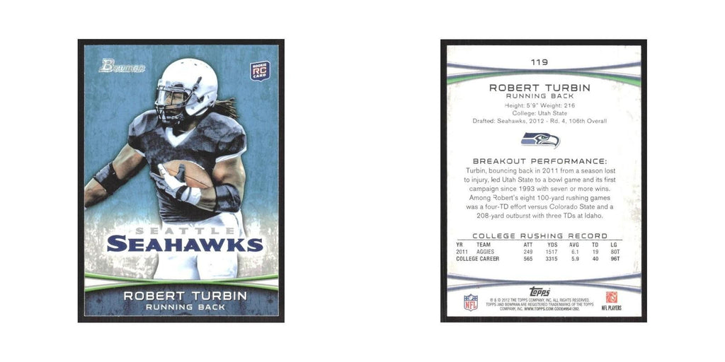 2012 Bowman Robert Turbin RC Seahawks #119