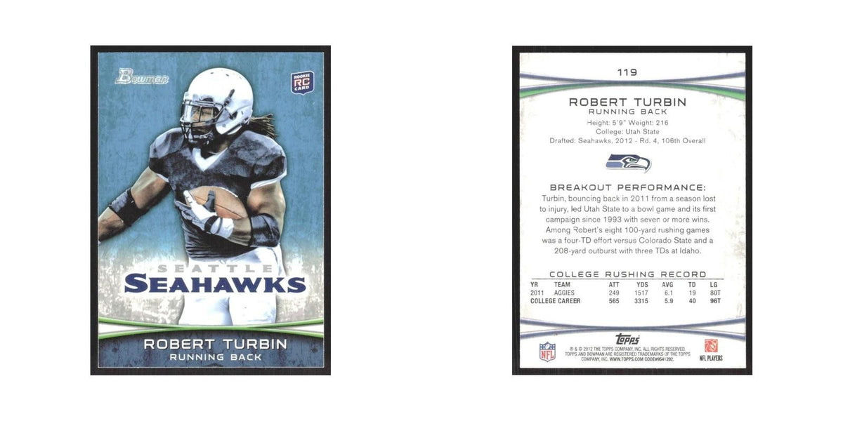 2012 Bowman Robert Turbin RC Seahawks #119
