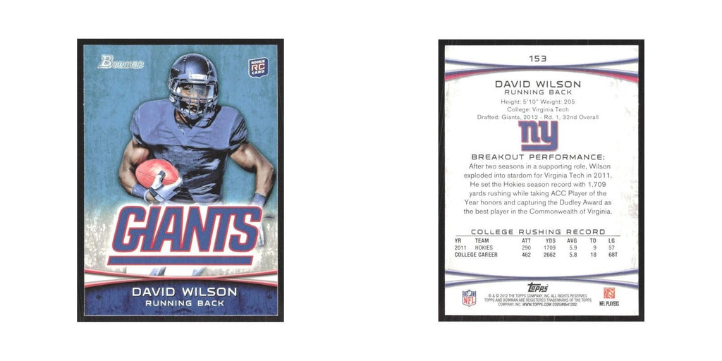2012 Bowman David Wilson RC Giants #153