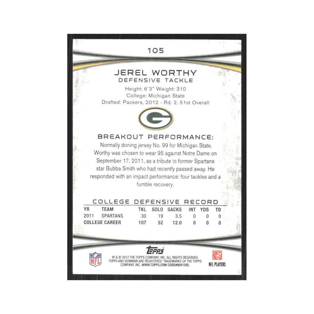 2012 Bowman Jerel Worthy RC Packers #105