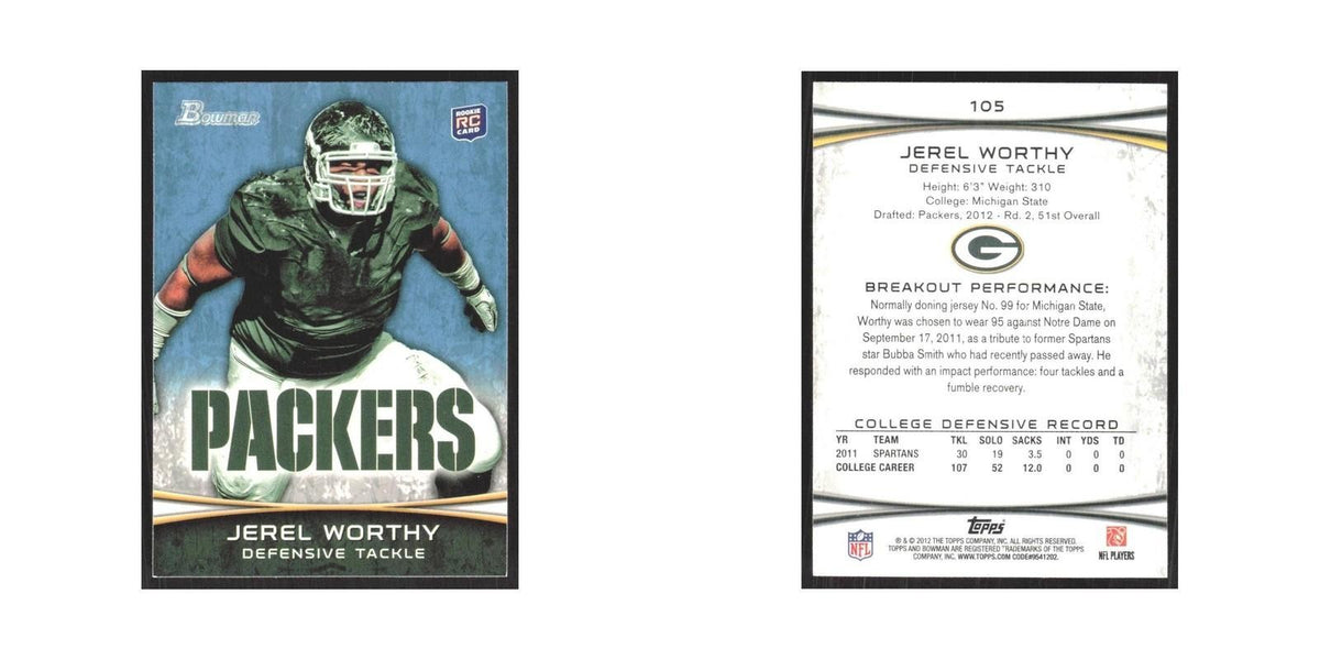 2012 Bowman Jerel Worthy RC Packers #105