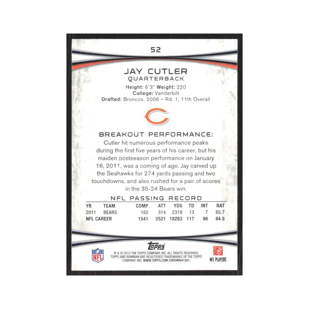 2012 Bowman Jay Cutler Bears #52