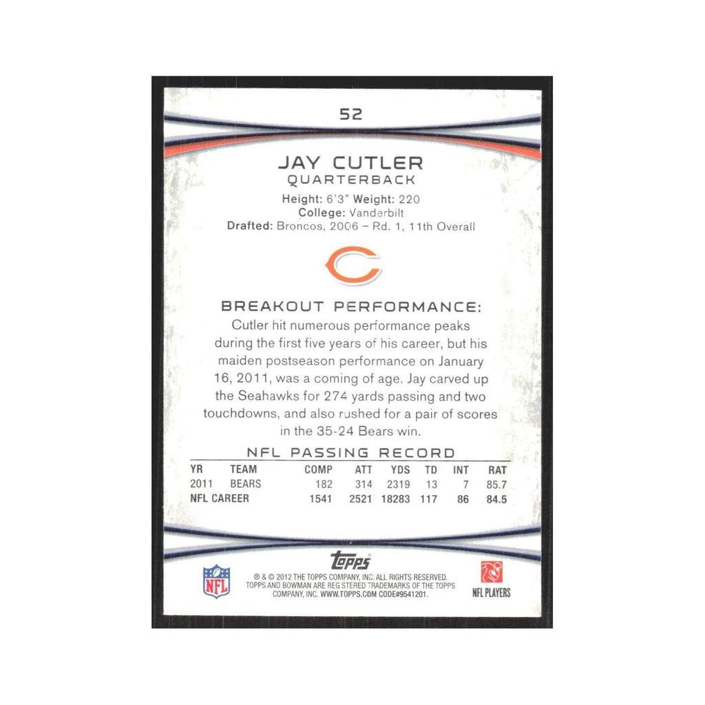 2012 Bowman Jay Cutler Bears #52