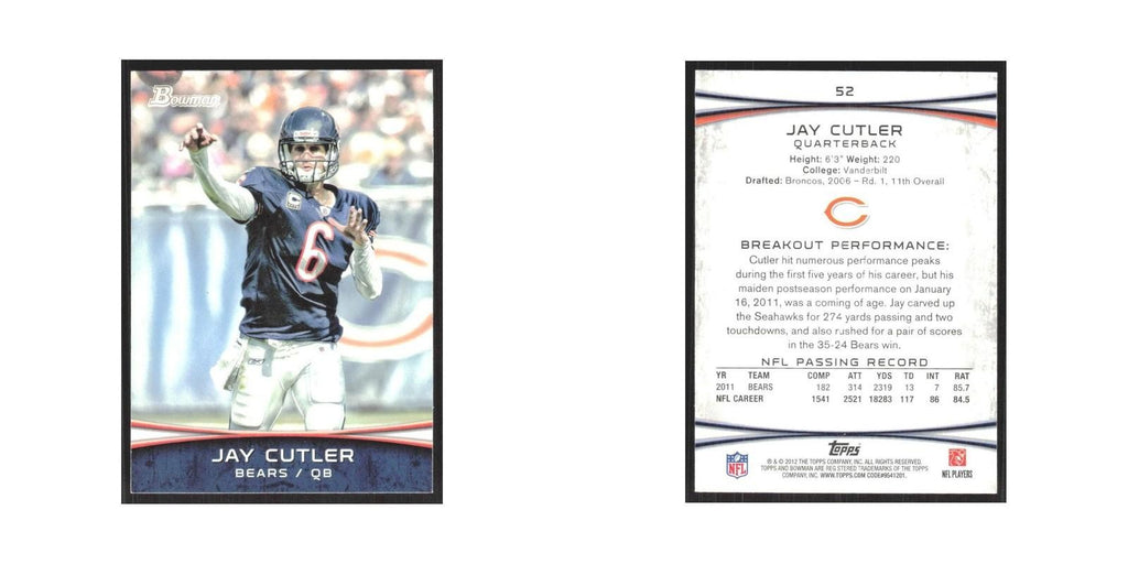 2012 Bowman Jay Cutler Bears #52
