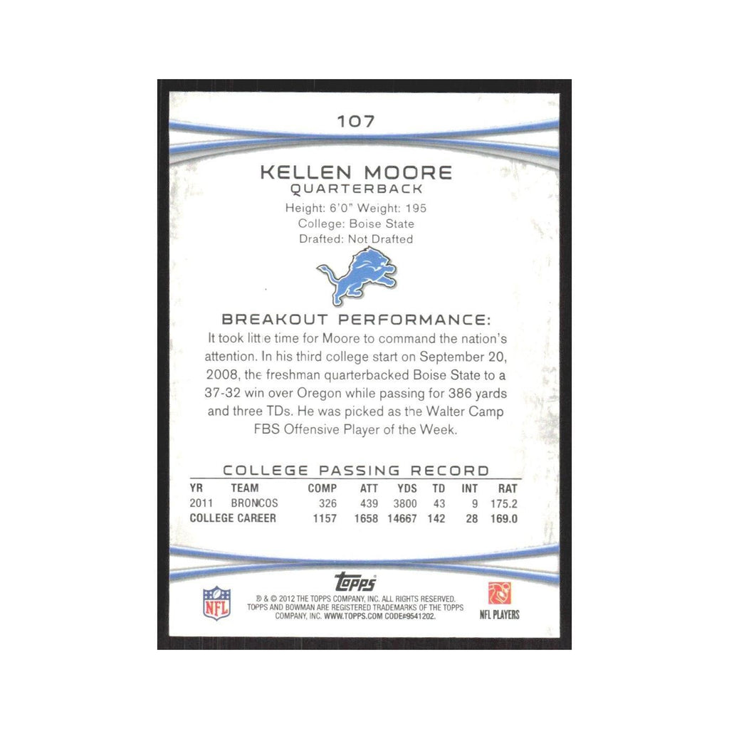 2012 Bowman Kellen Moore RC Lions #107