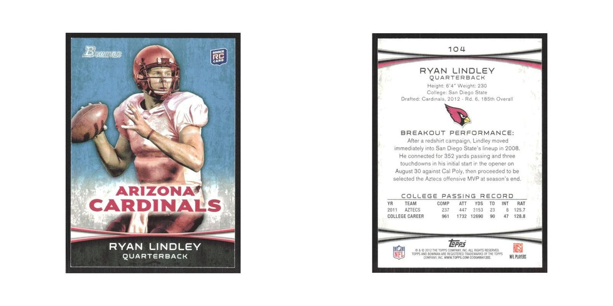 2012 Bowman Ryan Lindley RC Cardinals #104