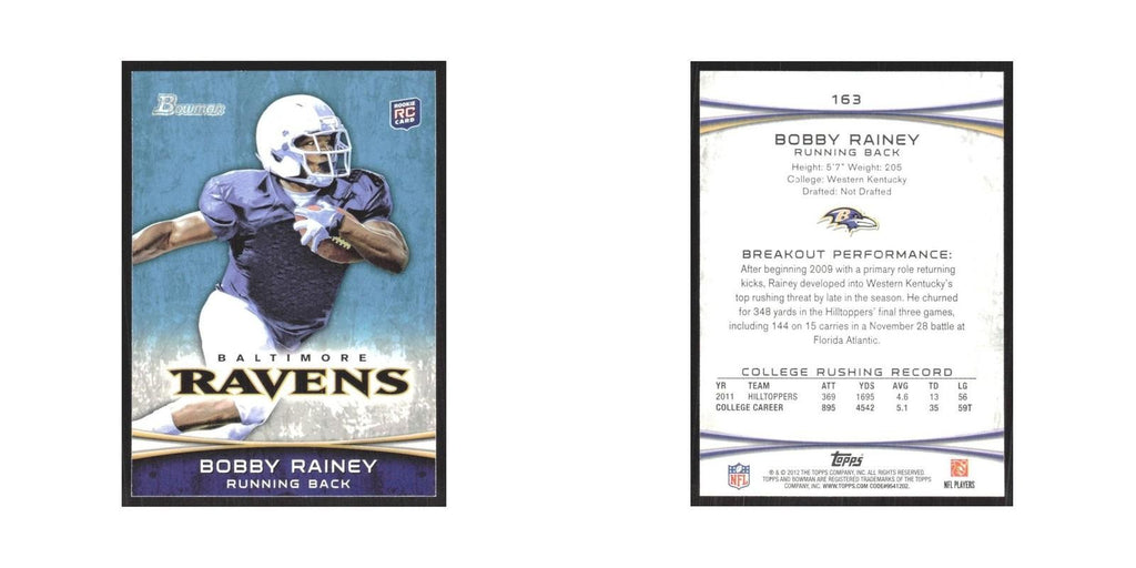 2012 Bowman Bobby Rainey RC Ravens #163