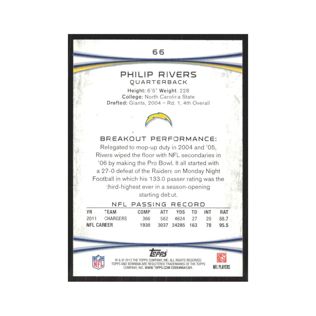 2012 Bowman Philip Rivers San Diego Chargers #66