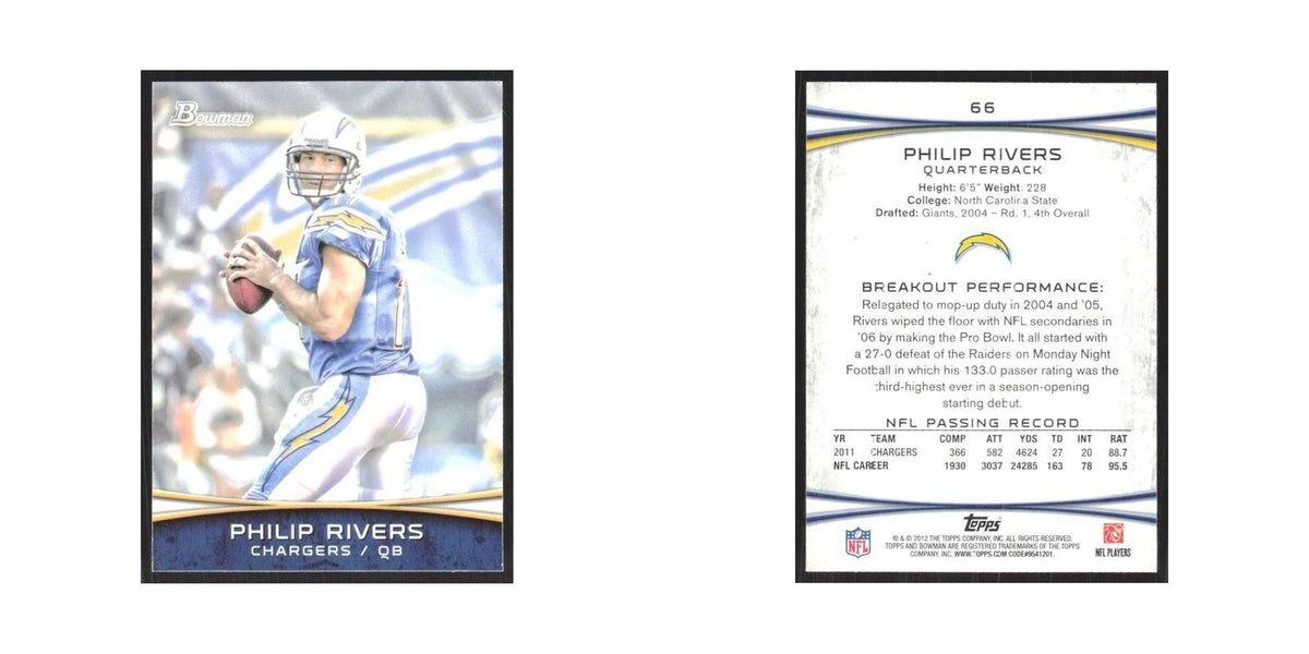 2012 Bowman Philip Rivers San Diego Chargers #66