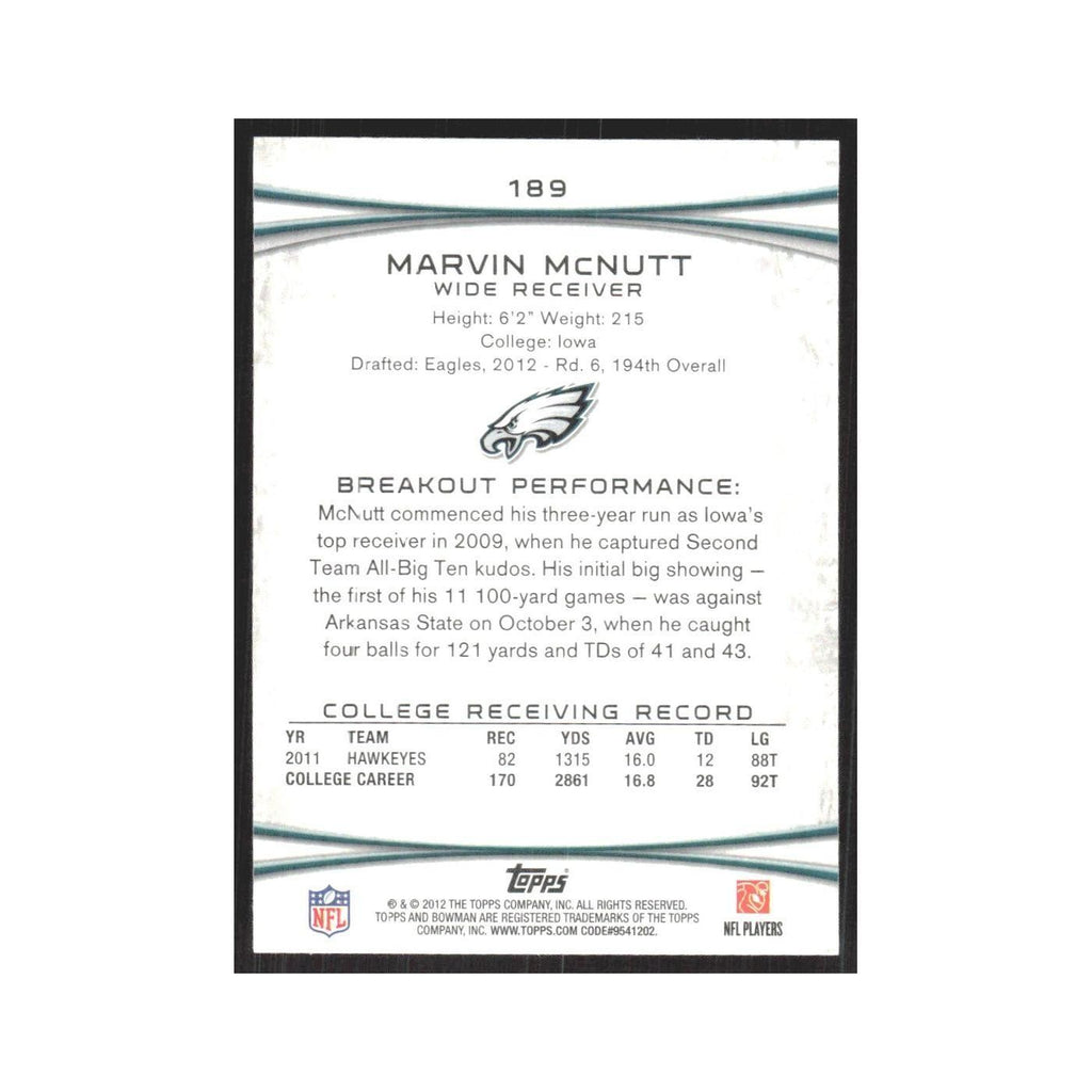 2012 Bowman Marvin McNutt RC Eagles #189