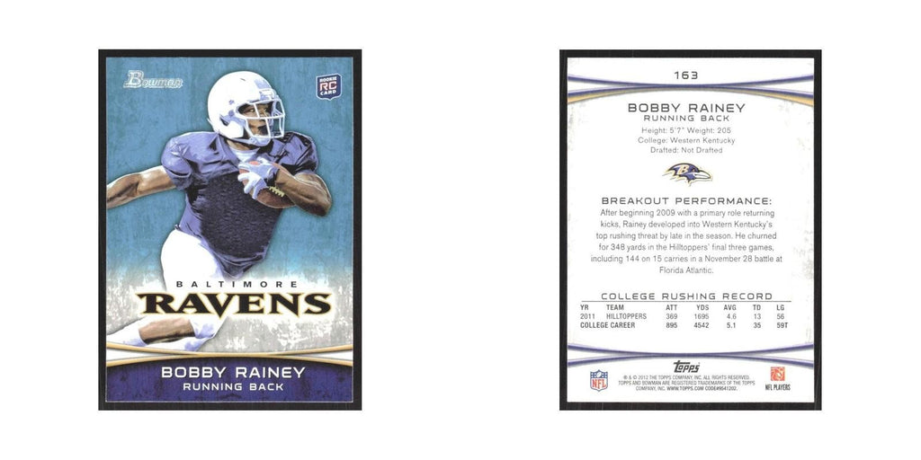 2012 Bowman Bobby Rainey RC Ravens #163