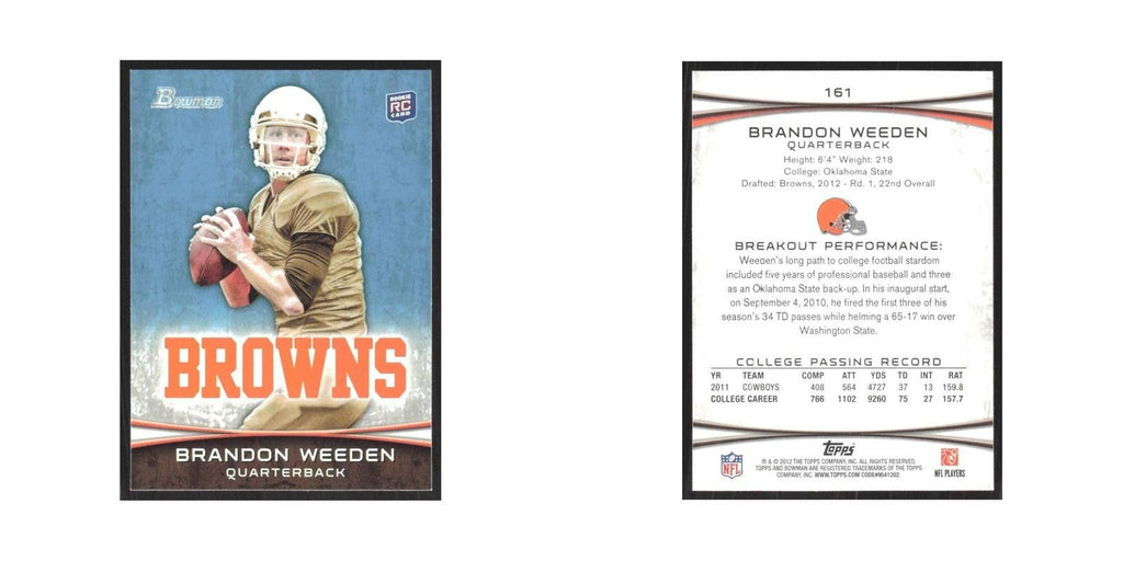2012 Bowman Brandon Weeden RC Browns #161