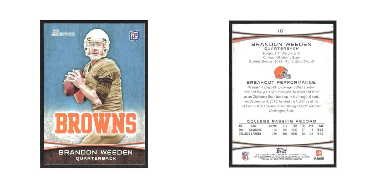 2012 Bowman Brandon Weeden RC Browns #161