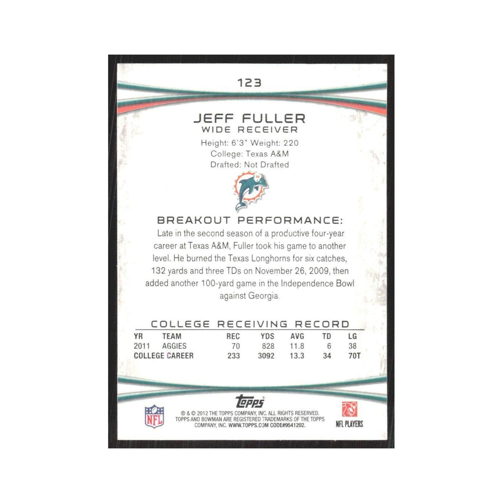 2012 Bowman Jeff Fuller RC Dolphins #123