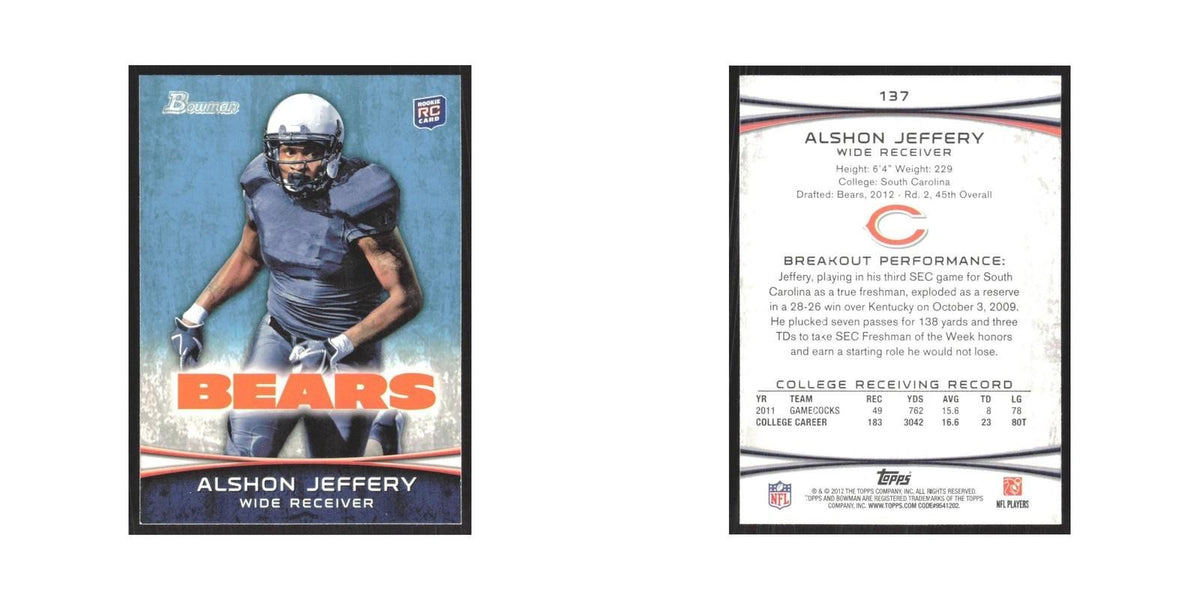 2012 Bowman Alshon Jeffery RC Bears #137