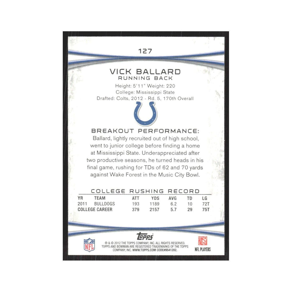 2012 Bowman Vick Ballard RC Colts #127