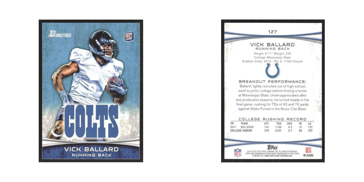 2012 Bowman Vick Ballard RC Colts #127