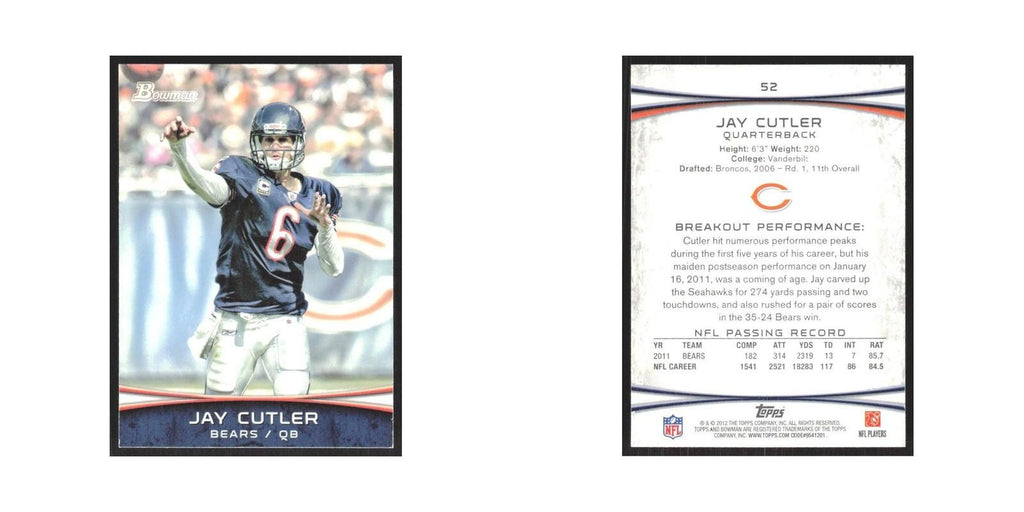 2012 Bowman Jay Cutler Bears #52