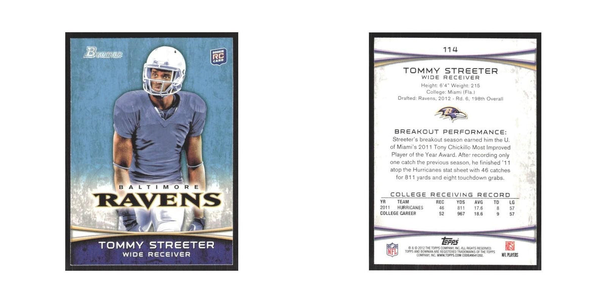 2012 Bowman Tommy Streeter RC Ravens #114