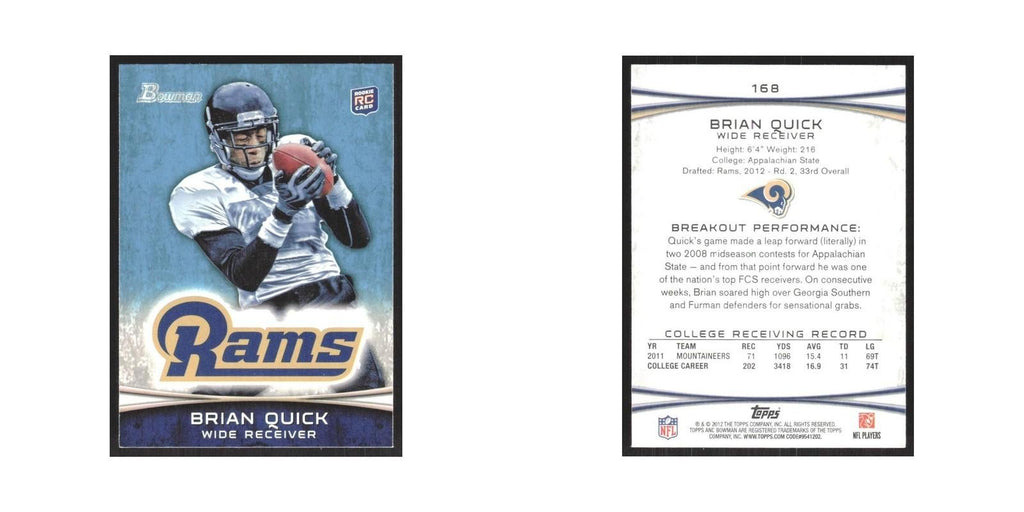 2012 Bowman Brian Quick RC St. Louis Rams #168