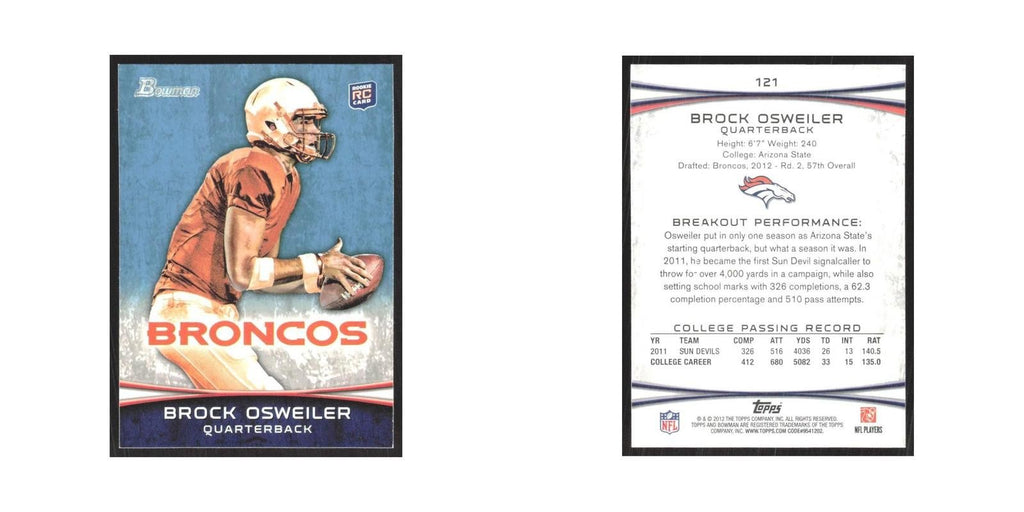 2012 Bowman Brock Osweiler RC Broncos #121