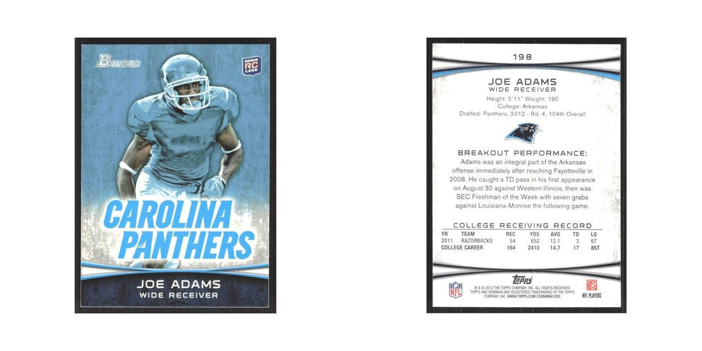 2012 Bowman Joe Adams RC Panthers #198