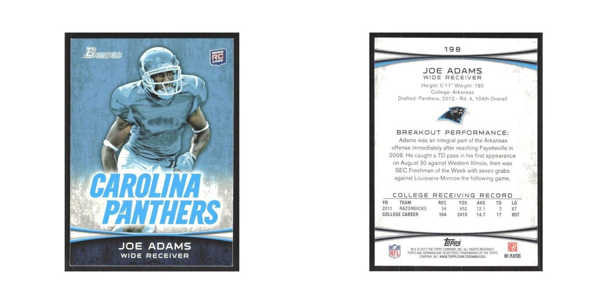 2012 Bowman Joe Adams RC Panthers #198
