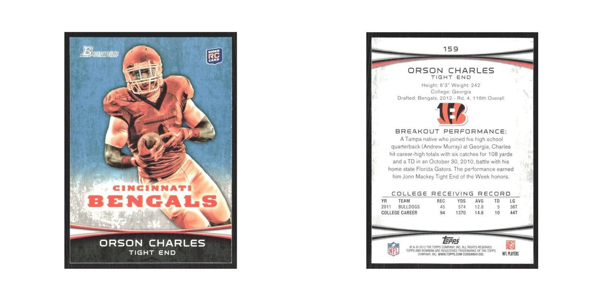 2012 Bowman Orson Charles RC Bengals #159