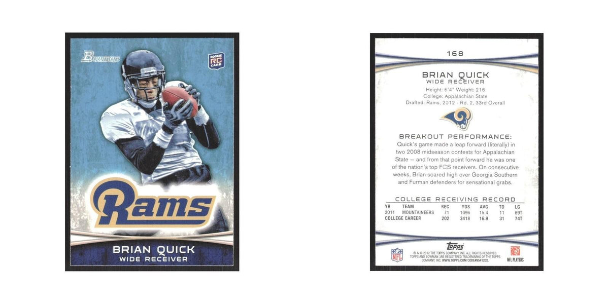 2012 Bowman Brian Quick RC St. Louis Rams #168