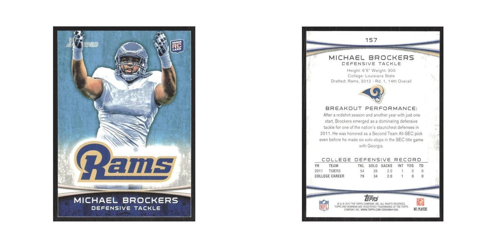 2012 Bowman Michael Brockers RC St. Louis Rams #157