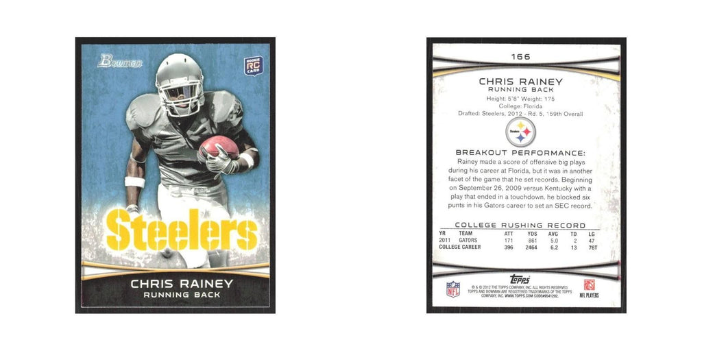 2012 Bowman Chris Rainey RC Steelers #166