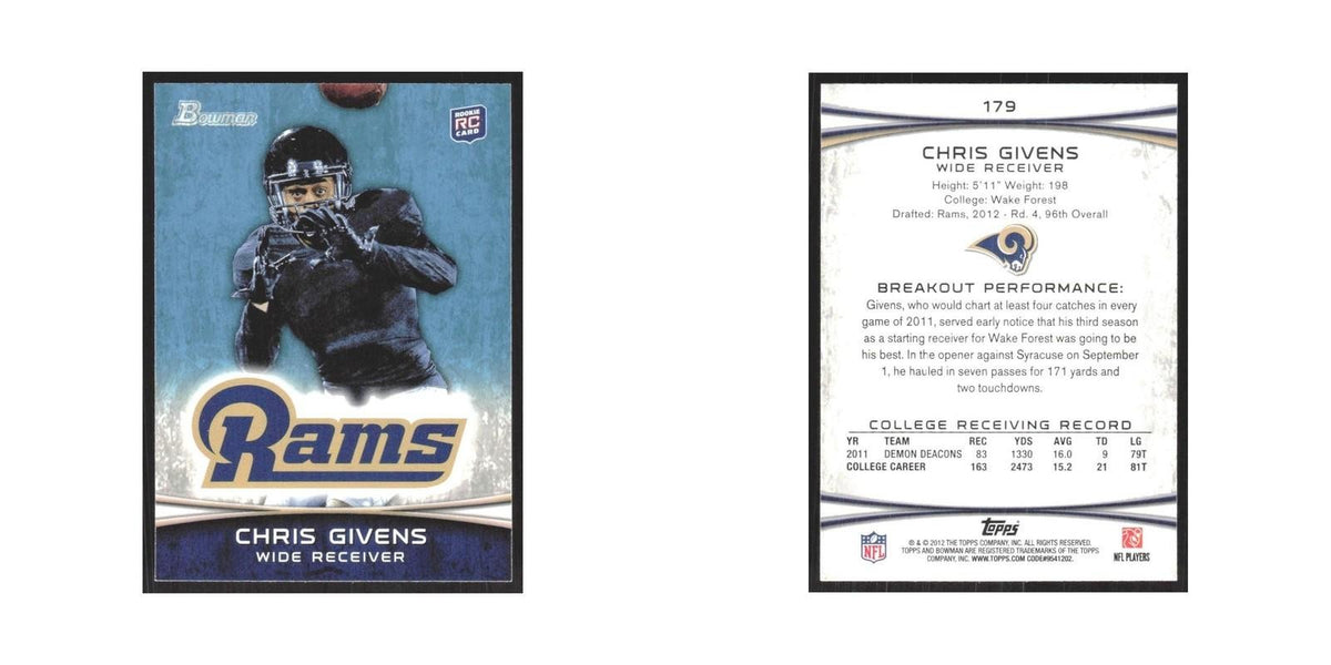 2012 Bowman Chris Givens RC St. Louis Rams #179