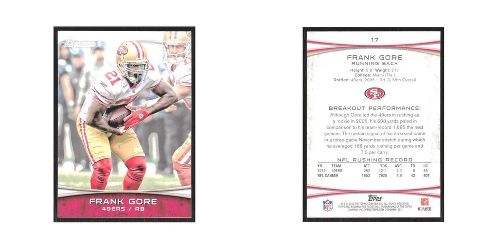 2012 Bowman Frank Gore 49ers #17