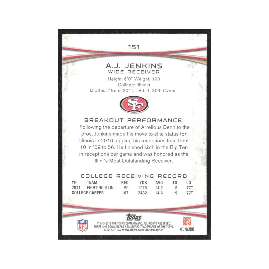 2012 Bowman A.J. Jenkins RC 49ers #151