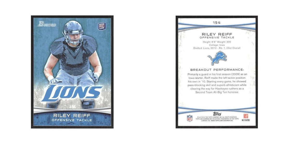 2012 Bowman Riley Reiff RC Lions #154