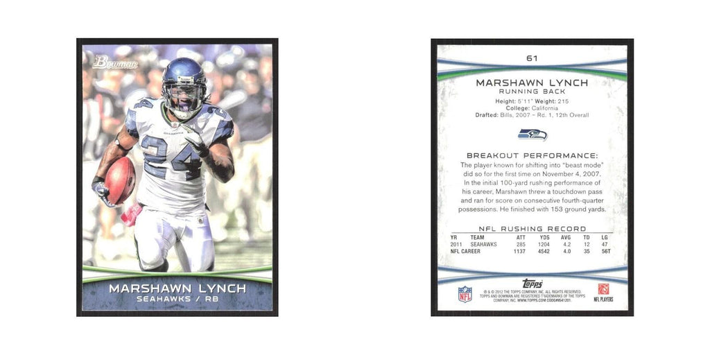 2012 Bowman Marshawn Lynch Seahawks #61