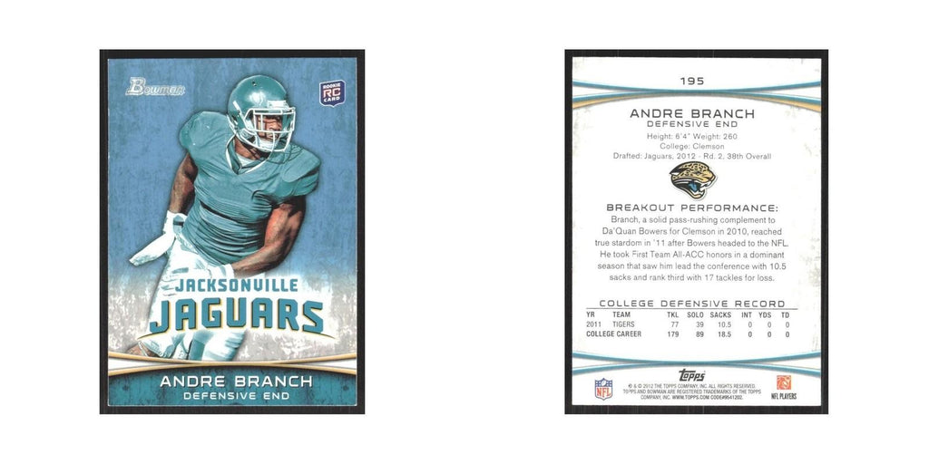 2012 Bowman Andre Branch RC Jaguars #195