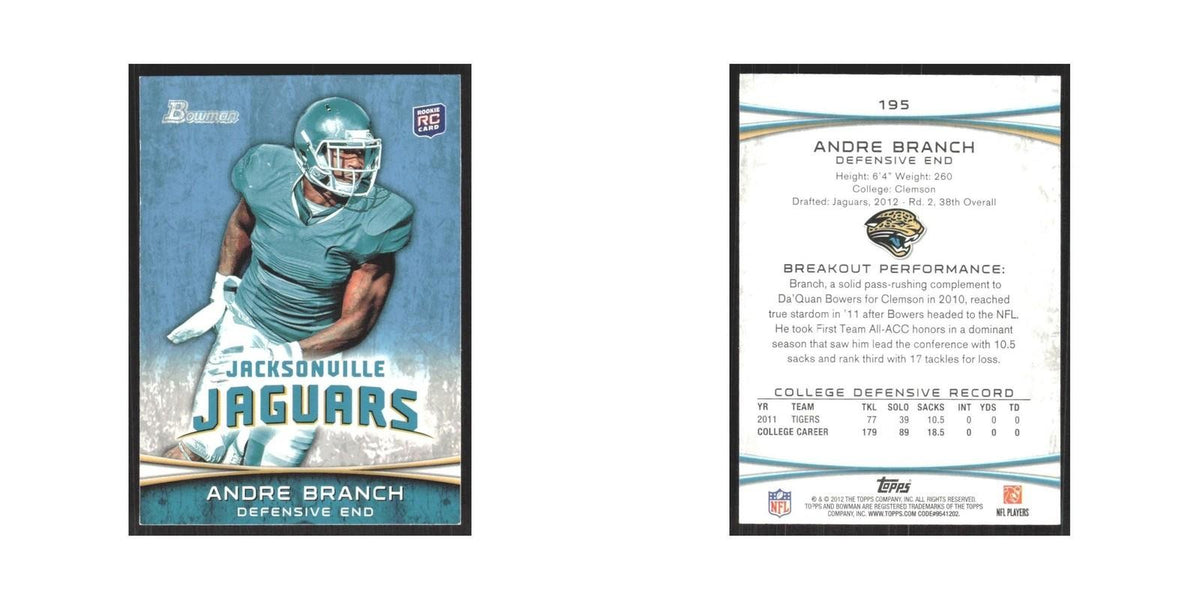 2012 Bowman Andre Branch RC Jaguars #195