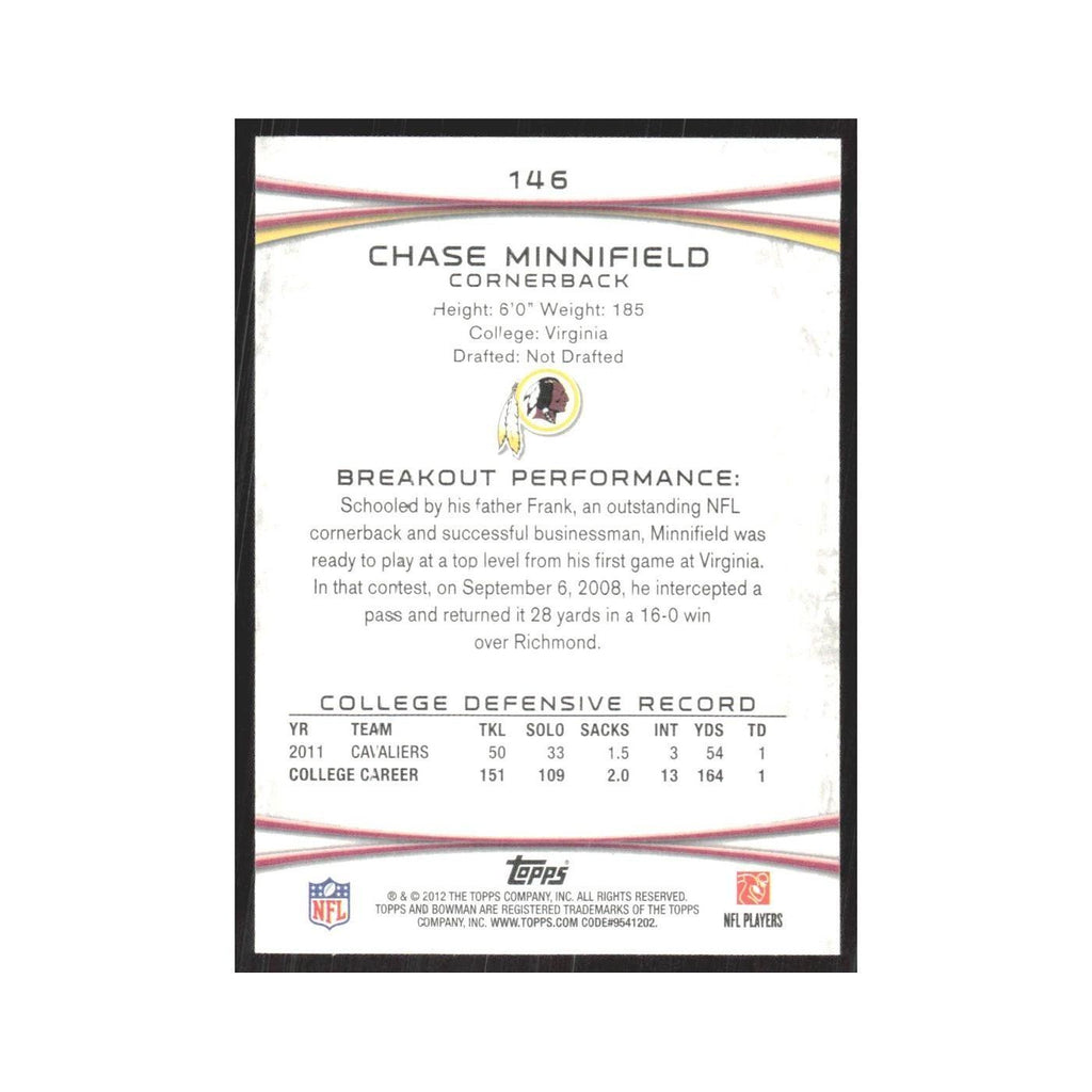 2012 Bowman Chase Minnifield RC Redskins #146