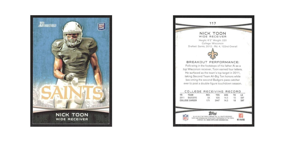 2012 Bowman Nick Toon RC Saints #117