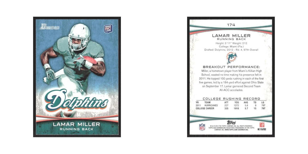 2012 Bowman Lamar Miller RC Dolphins #174