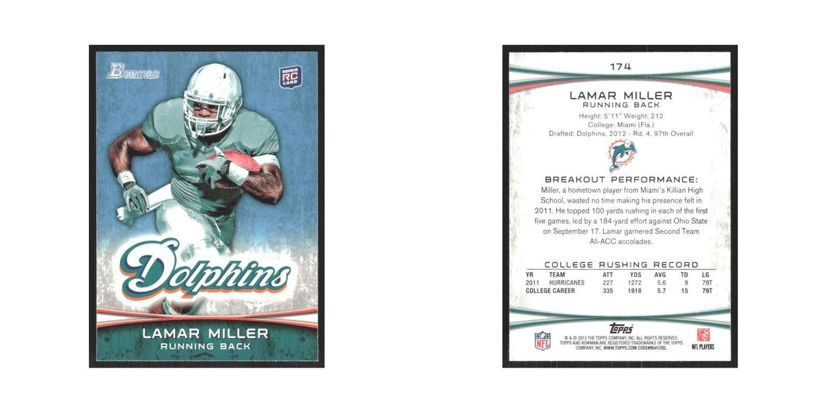 2012 Bowman Lamar Miller RC Dolphins #174