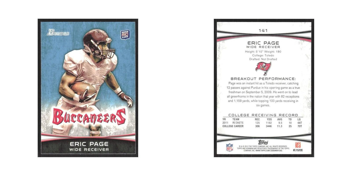 2012 Bowman Eric Page RC Buccaneers #141