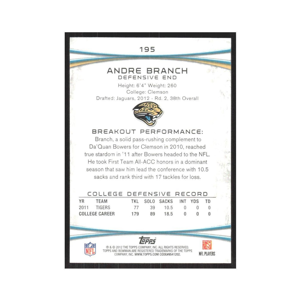 2012 Bowman Andre Branch RC Jaguars #195