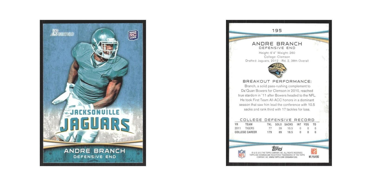 2012 Bowman Andre Branch RC Jaguars #195