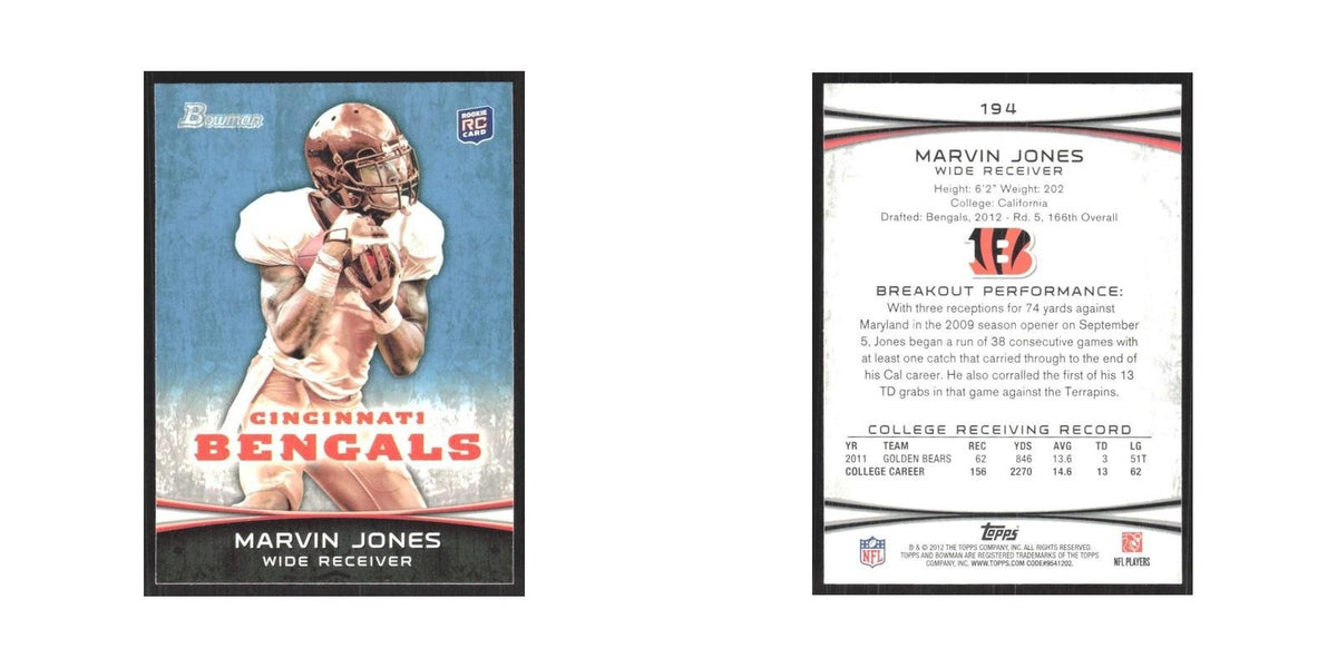 2012 Bowman Marvin Jones RC Bengals #194