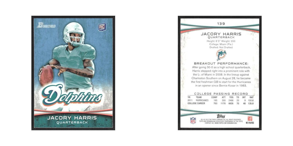 2012 Bowman Jacory Harris RC Dolphins #139