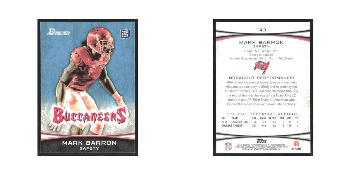 2012 Bowman Mark Barron RC Buccaneers #143