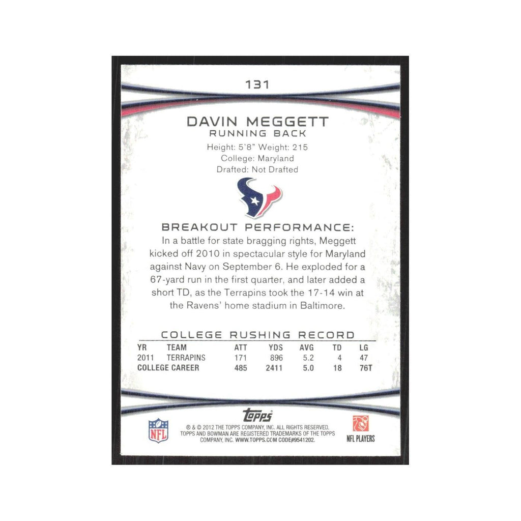 2012 Bowman Davin Meggett RC Texans #131