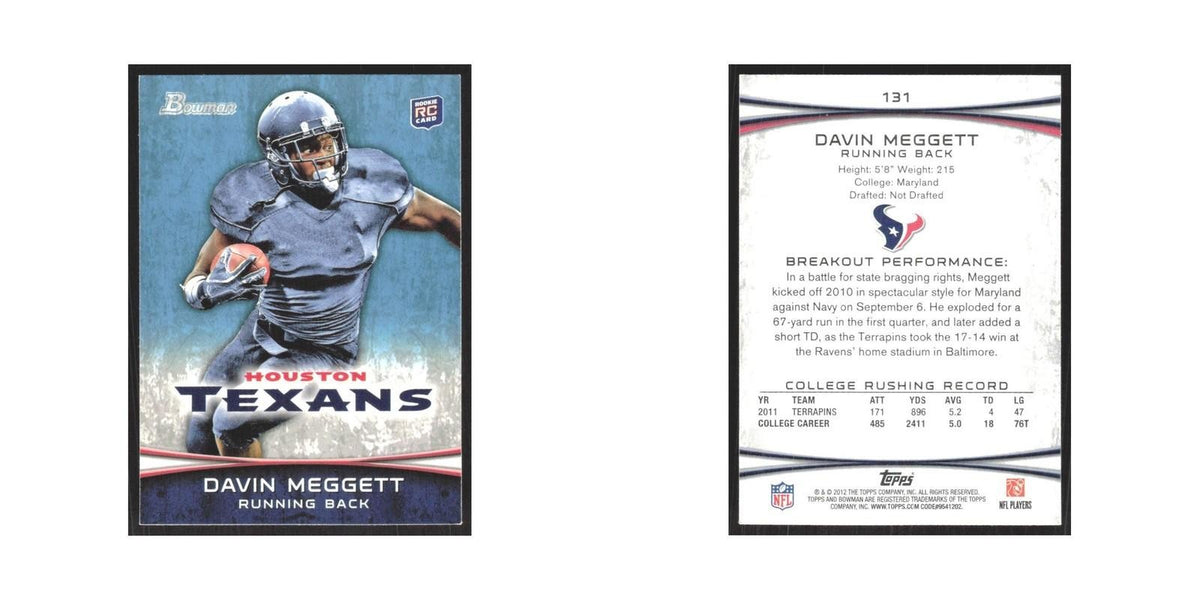 2012 Bowman Davin Meggett RC Texans #131